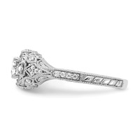 14K White Gold 0.62 Carat Lab Grown Diamond VS SI+ G+ Round Complete Shared Prong Engagement Ring view 4