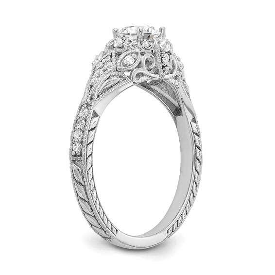 14k White Gold 5/8 carat Lab Grown Diamond VS/SI+ G+ Round Complete Shared Prong Engagement Ring