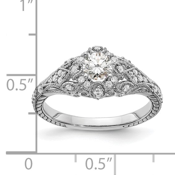 14k White Gold 5/8 carat Lab Grown Diamond VS/SI+ G+ Round Complete Shared Prong Engagement Ring