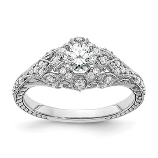 14k White Gold 5/8 carat Lab Grown Diamond VS/SI+ G+ Round Complete Shared Prong Engagement Ring