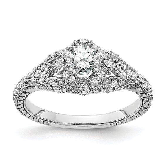 14k White Gold 5/8 carat Lab Grown Diamond VS/SI+ G+ Round Complete Shared Prong Engagement Ring