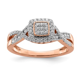 Sterling Silver w/Rose PlateSterling Silver CZ Fashion Ring