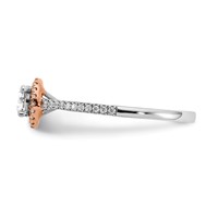 10K Two-Tone Rose and White Gold 0.50 Carat Lab Grown Diamond VS SI+ G+ Round Complete Halo Engagement Ring view 3