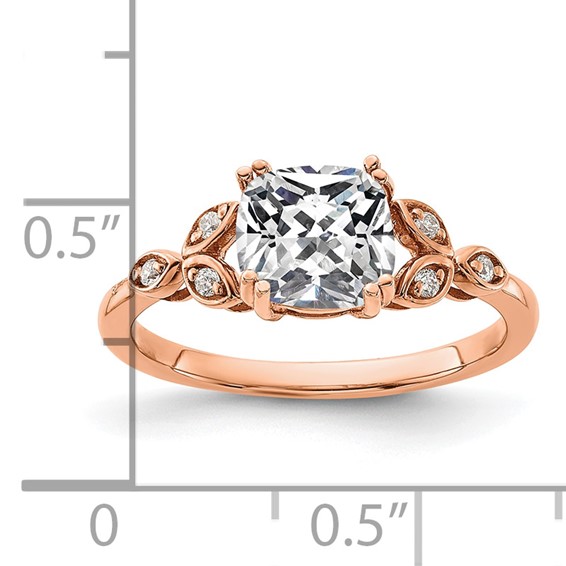 14k Rose Gold Semi-mount Diamond Cushion Center Engagement Ring