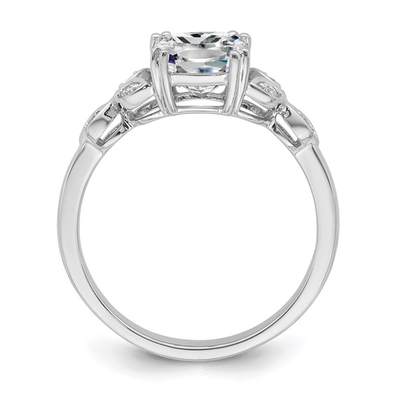 14k White Gold Semi-mount Diamond Cushion Center Engagement Ring