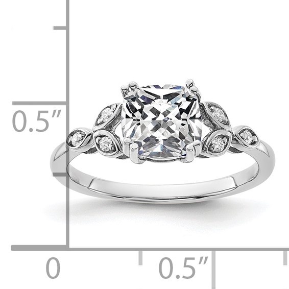 14k White Gold Semi-mount Diamond Cushion Center Engagement Ring