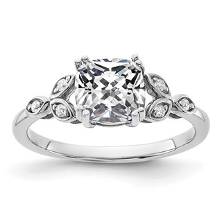 14k White Gold Semi-mount Diamond Cushion Center Engagement Ring