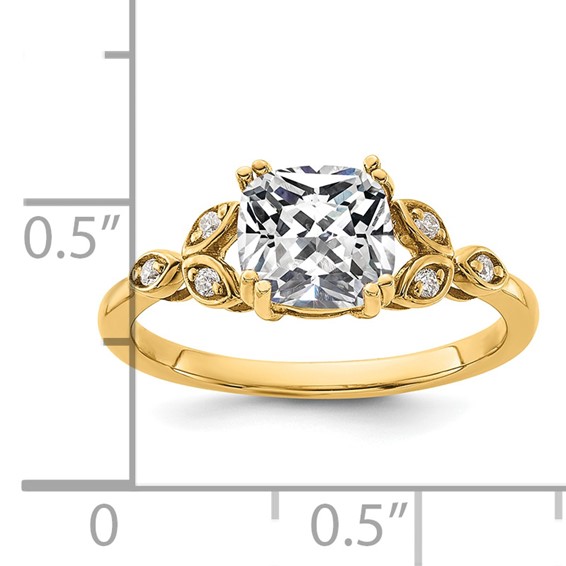 14k Semi-mount Diamond Cushion Center Engagement Ring