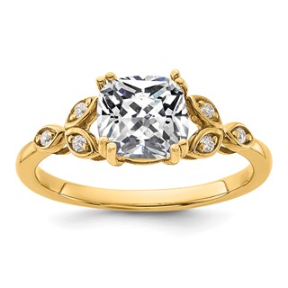 14k Semi-mount Diamond Cushion Center Engagement Ring