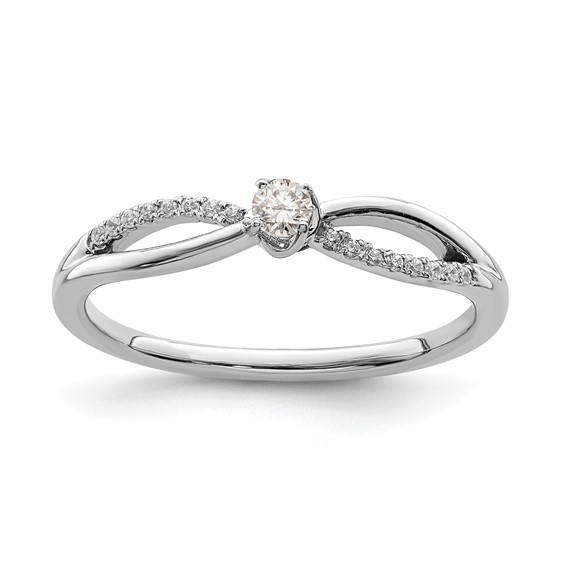 First Promise 14k White Gold Split Shank 1/8 carat Round Diamond Complete Promise/Engagement Ring