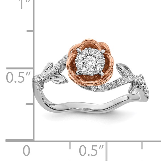 14k White and Rose Gold Floral 1/4 carat Diamond Complete Fashion/Engagement Ring