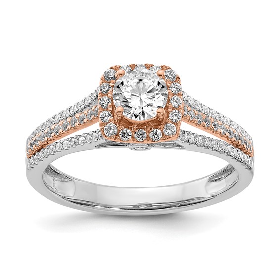 14k White & Rose Gold Diamond Semi-mount Engagement Ring