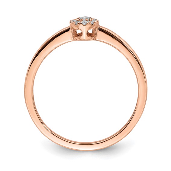 First Promise 14k Rose Gold Halo 1/10 carat Round Diamond Complete Promise/Engagement Ring