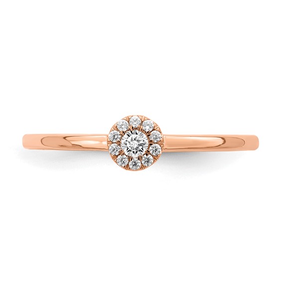 First Promise 14k Rose Gold Halo 1/10 carat Round Diamond Complete Promise/Engagement Ring