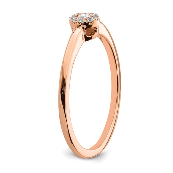 First Promise 14k Rose Gold Halo 1/10 carat Round Diamond Complete Promise/Engagement Ring