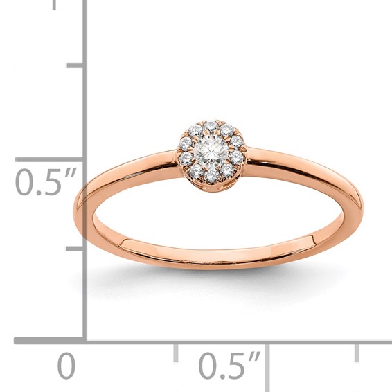 First Promise 14k Rose Gold Halo 1/10 carat Round Diamond Complete Promise/Engagement Ring