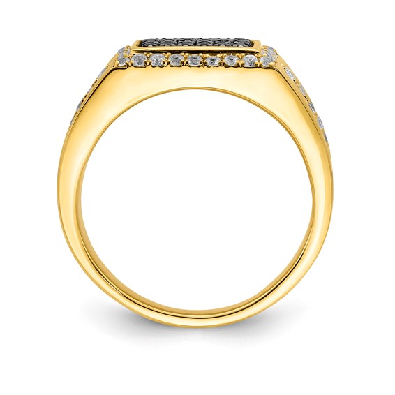 10K Yellow Gold Black & White Diamonds Men's Band