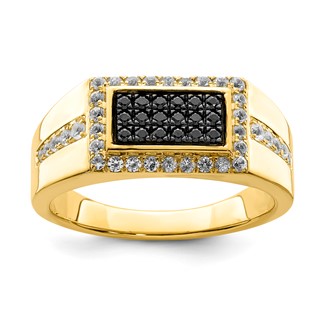 10K Yellow Gold Black & White Diamonds Men's Band