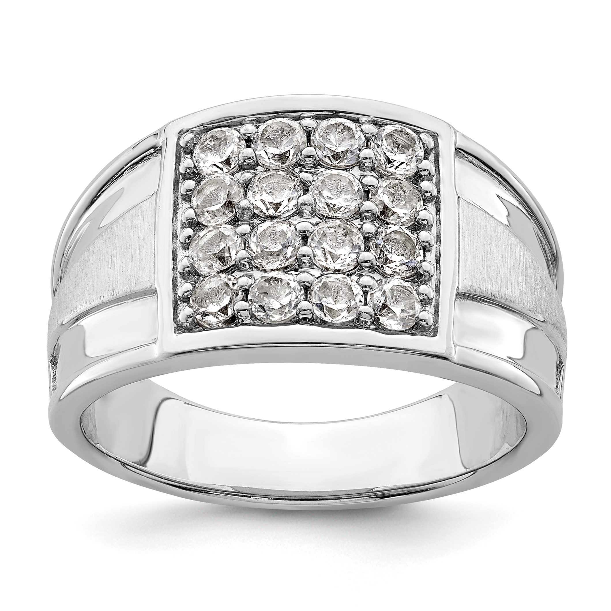 IBGoodman 14k White Gold 1 1/2 carat Lab Grown Diamond VS/SI+ G+ Cluster Men's Ring (RM6108-155-10WLG)