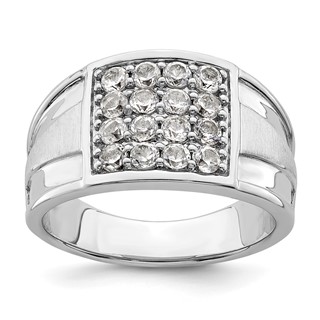 IBGoodman 14k White Gold 1 1/2 carat Lab Grown Diamond VS/SI+ G+ Cluster Men's Ring