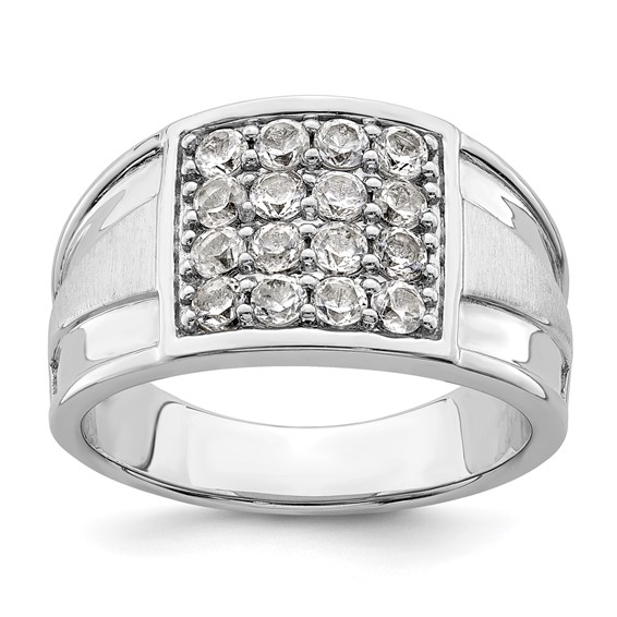 IBGoodman 14k White Gold 1 1/2 carat Lab Grown Diamond VS/SI+ G+ Cluster Men's Ring