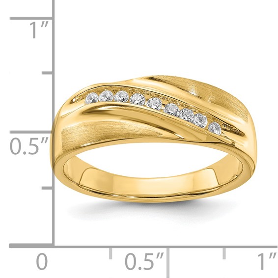 14k 1/5 carat Diamond Complete Men's Band : Satin E/W