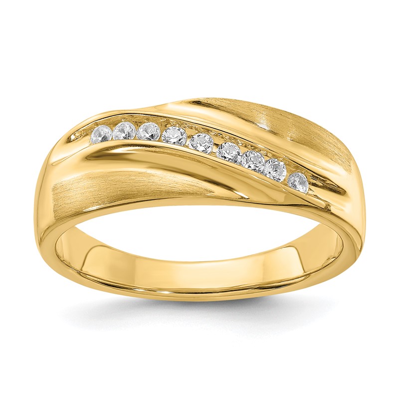 14K Lab Grown VS/SI+ G+ Dia Polished & Satin Men's Band