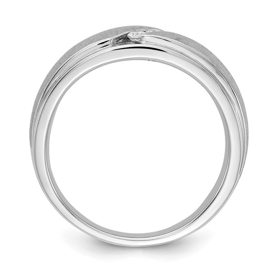 14k White Gold 3-Stone 1/6 carat Diamond Complete Men's Band