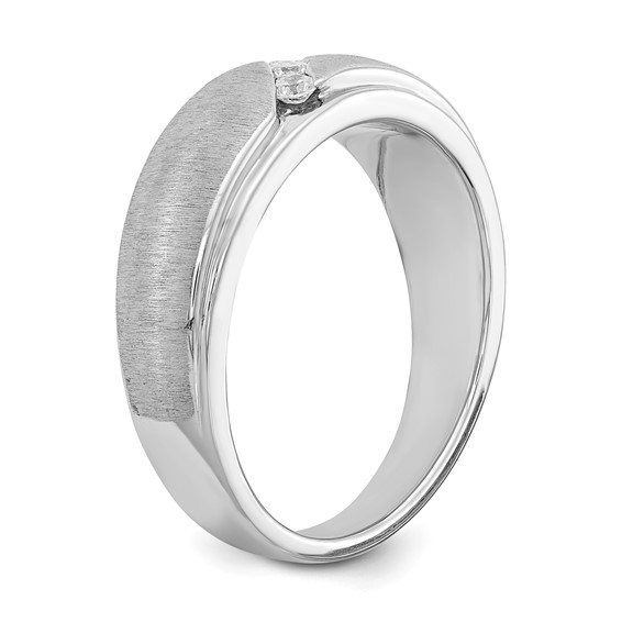 14k White Gold 3-Stone 1/6 carat Diamond Complete Men's Band