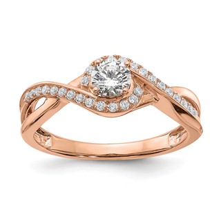14k Rose Gold Criss-Cross (Holds 1/3 carat (4.5mm) Round Center) 1/6 carat Diamond Semi-mount Engagement Ring