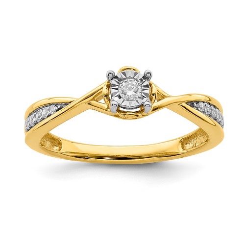 YG Sterling Silver CZ Engagement Ring