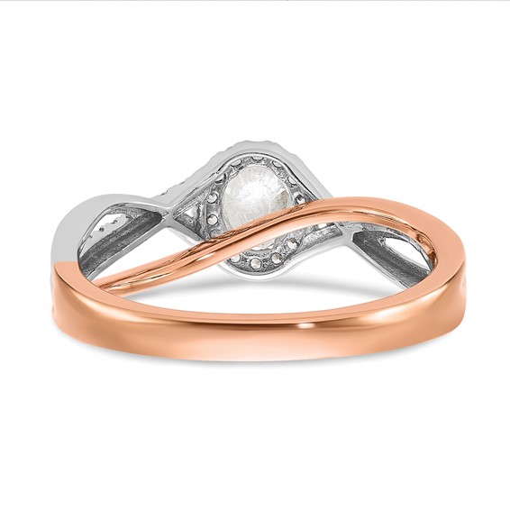 14k Two-tone Oval Halo Diamond Semi-Mount Engagement Ring