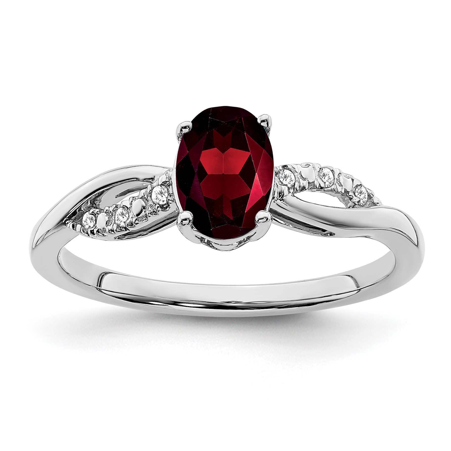14k White Gold Oval Garnet and Diamond Ring (RM6146-GA-005-WA)