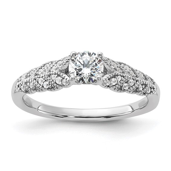 14K White Gold Lab Grown Diamond VS/SI+ G+ Complete Engagement Ring