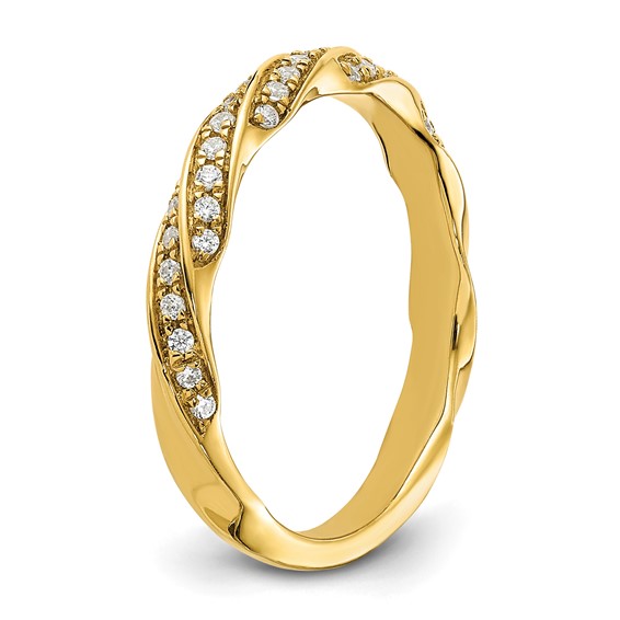 14K Twisted 1/5 carat Diamond Complete Wedding Band
