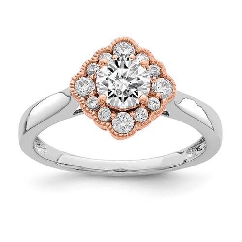 Sterling Silver w/RG CZ Semi-mount Engagement Ring