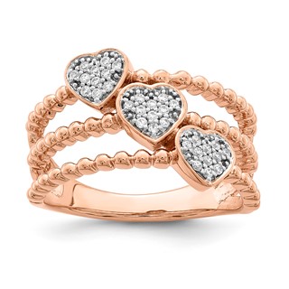 Sterling Silver w/Rose PlateSterling Silver CZ Fashion Band