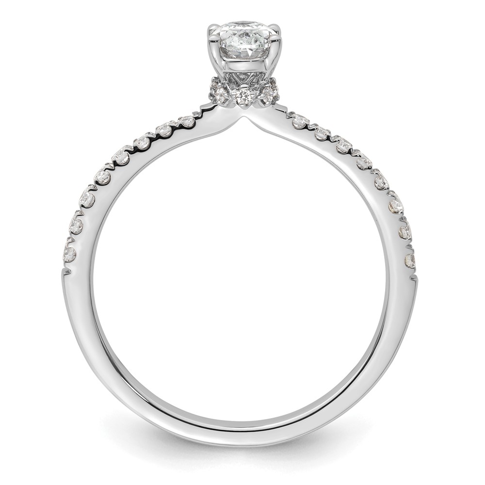 14k White Gold 1/4 carat Lab Grown Diamond VS/SI+ G+ 1/2 carat Oval Center Semi Mount Solitaire Engagement Ring (RM6302EO-050-WLG)