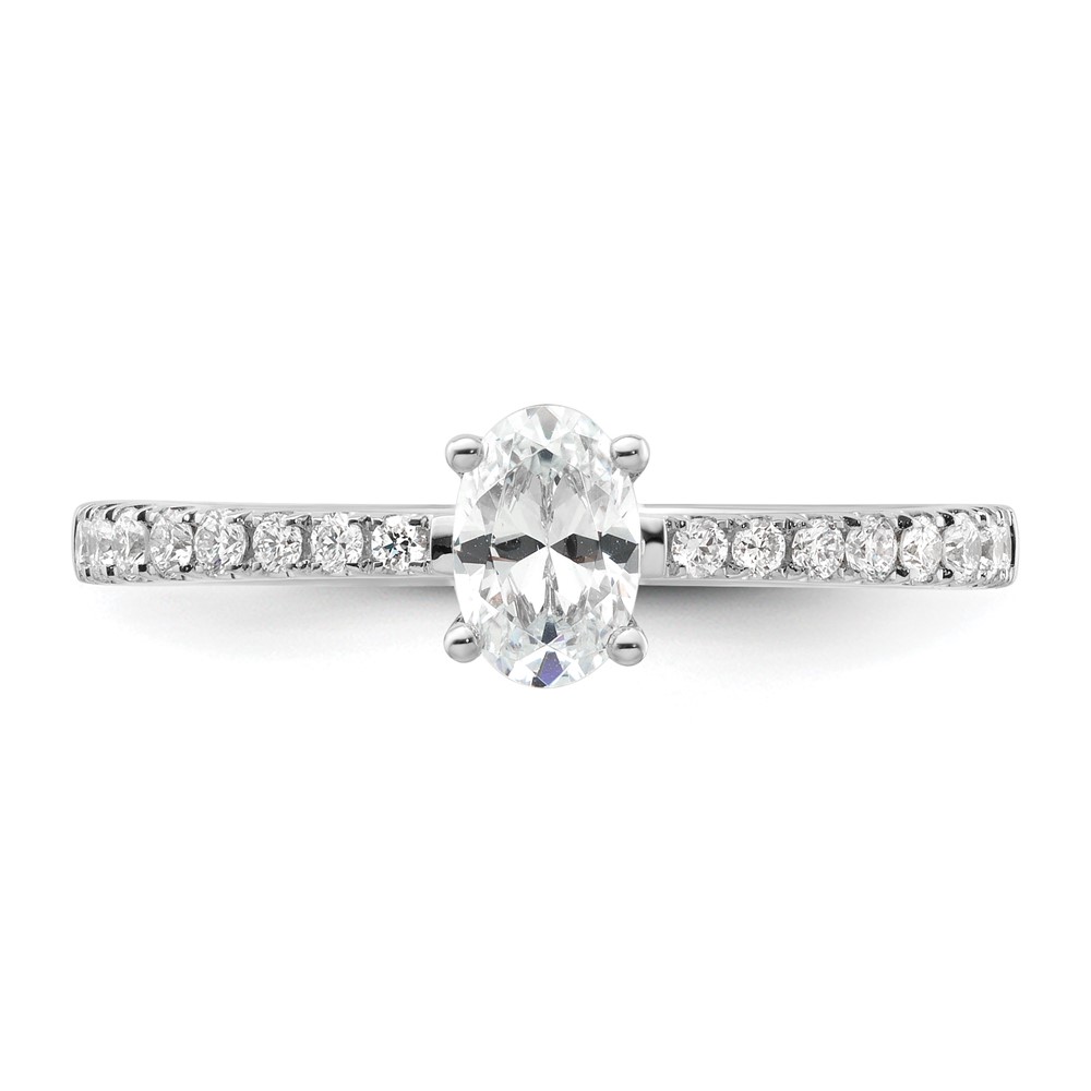 14k White Gold 1/4 carat Lab Grown Diamond VS/SI+ G+ 1/2 carat Oval Center Semi Mount Solitaire Engagement Ring (RM6302EO-050-WLG)
