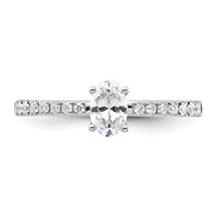 14K White Gold 0.25 Carat Lab Grown Diamond VS SI+ G+ 0.50 Carat Oval Center Semi Mount Solitaire Engagement Ring view 4