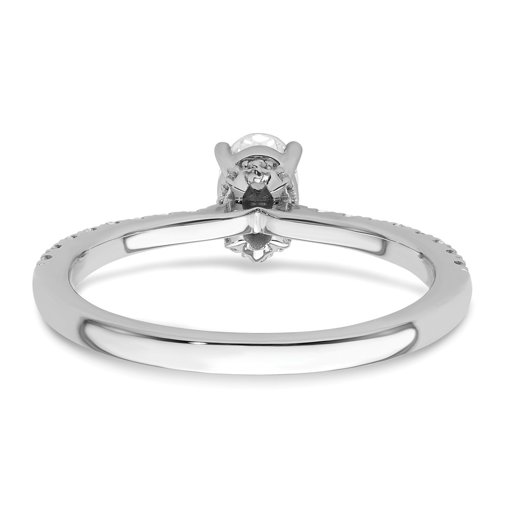14k White Gold 1/4 carat Lab Grown Diamond VS/SI+ G+ 1/2 carat Oval Center Semi Mount Solitaire Engagement Ring (RM6302EO-050-WLG)