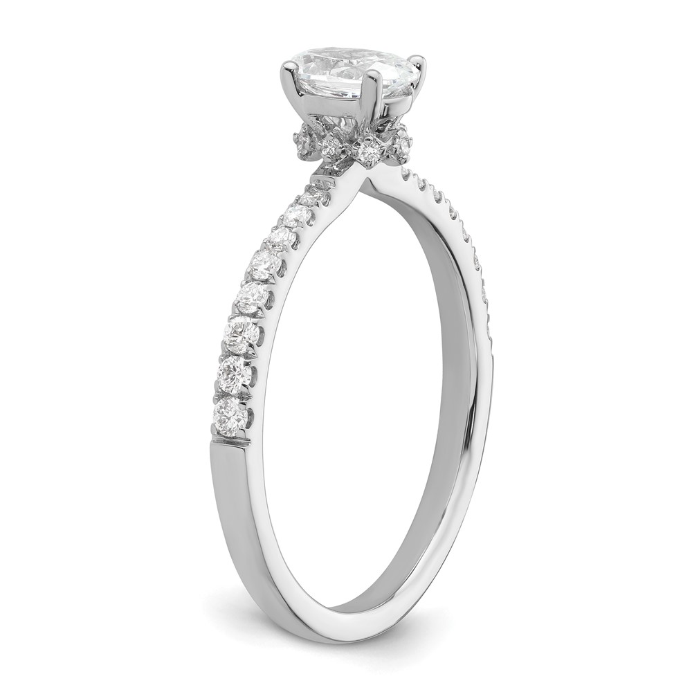 14k White Gold 1/4 carat Lab Grown Diamond VS/SI+ G+ 1/2 carat Oval Center Semi Mount Solitaire Engagement Ring (RM6302EO-050-WLG)