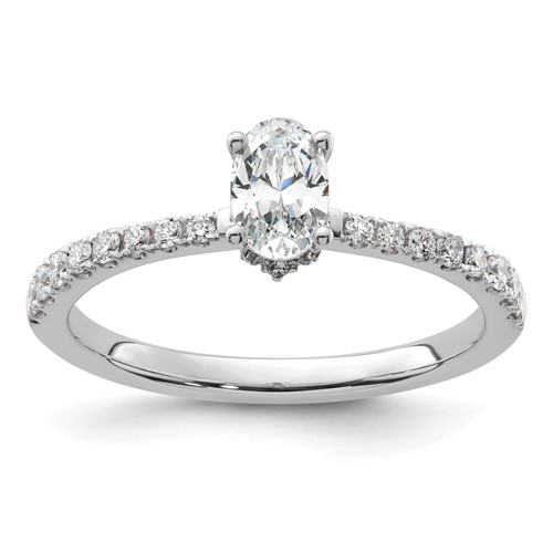 18K White Gold Lab Grown Diamond VS+ F+ S M Oval Semi-Mount Engagement Ring