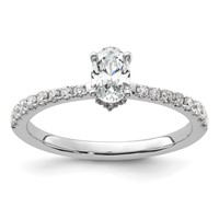 18K White Gold 0.25ct Lab Grown Dia VS SI+ G+ 0.50ct Oval Semi Solitaire Eng Ring view 1