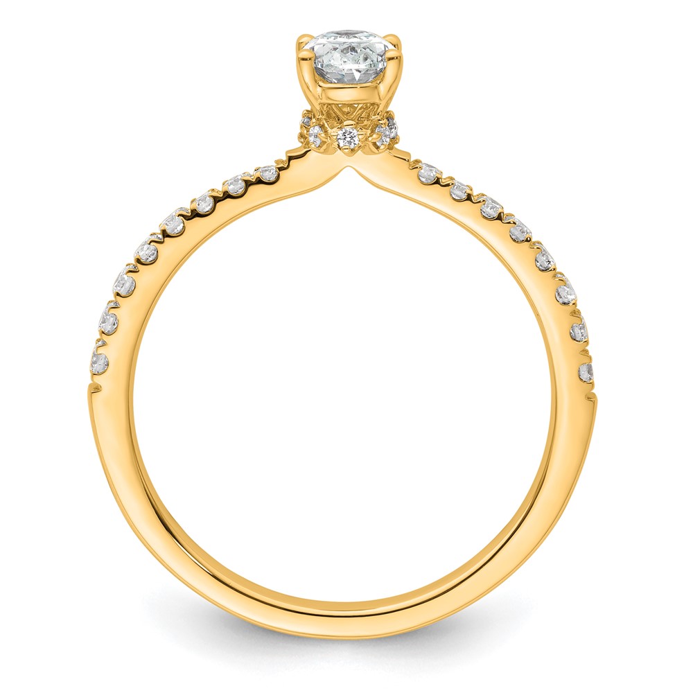 14k 1/4 carat Lab Grown Diamond VS/SI+ G+ 1/2 carat Oval Center Semi Mount Solitaire Engagement Ring (RM6302EO-050-YLG)