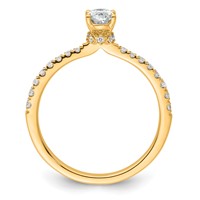 14K Yellow Gold 0.25 Carat Lab Grown Diamond VS SI+ G+ 0.50 Carat Oval Center Semi Mount Solitaire Engagement Ring view 2