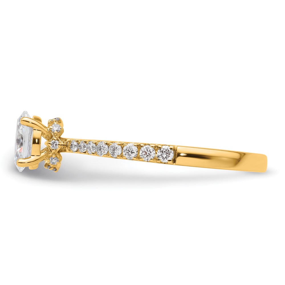 14k 1/4 carat Lab Grown Diamond VS/SI+ G+ 1/2 carat Oval Center Semi Mount Solitaire Engagement Ring (RM6302EO-050-YLG)