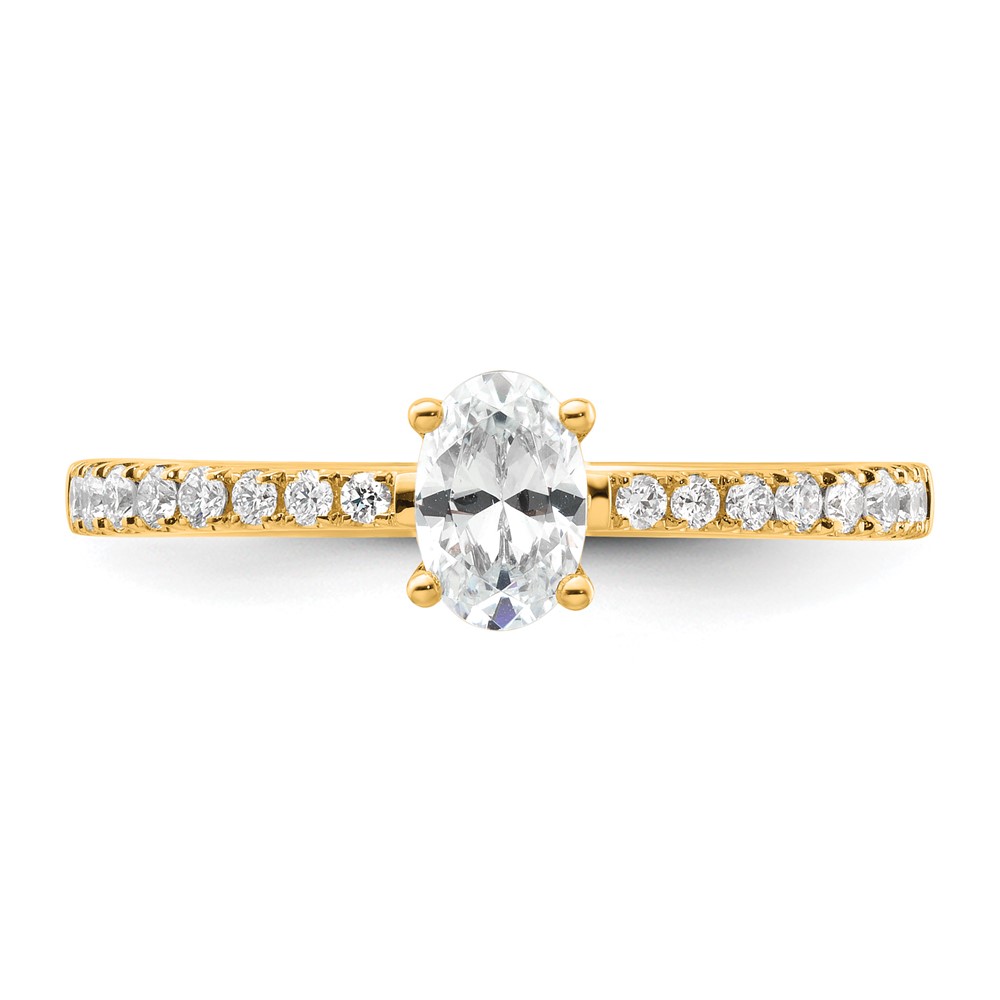 14k 1/4 carat Lab Grown Diamond VS/SI+ G+ 1/2 carat Oval Center Semi Mount Solitaire Engagement Ring (RM6302EO-050-YLG)
