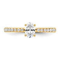 14K Yellow Gold 0.25 Carat Lab Grown Diamond VS SI+ G+ 0.50 Carat Oval Center Semi Mount Solitaire Engagement Ring view 4