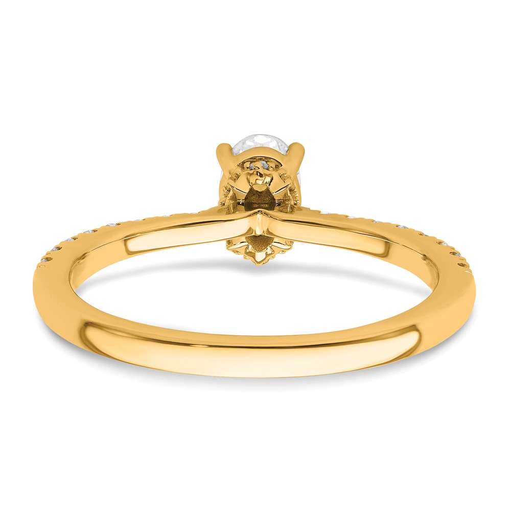 14k 1/4 carat Lab Grown Diamond VS/SI+ G+ 1/2 carat Oval Center Semi Mount Solitaire Engagement Ring (RM6302EO-050-YLG)
